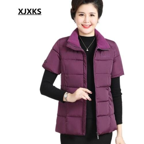 XJXKS Fashion lapel women cotton vest 2021 winter new high-quality loose plus size zipper cardigan women outer wear vest