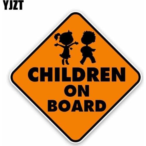 YJZT 14.7CM*14.7CM CHILDREN ON BOARD Car Sticker Boys And Girls Warning Decal PVC 12-40308