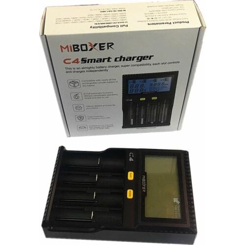 Original Miboxer C4 LCD Smart Battery Charger for Li-ion IMR INR ICR LiFePO4 18650 14500 26650 AAA Batteries 100-800 mAh