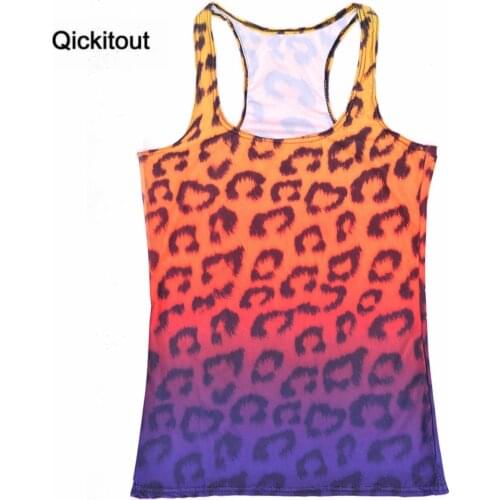 Qickitout Tops 2016 Summer Womens New Blouses Strapless Sleeveless Digital Print Casual Gradient Leopard Tank Tops Ladies' Vest