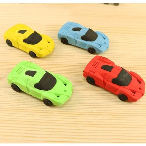 1pc Send Random Super Cute Children Sports Car Pencil Erasers Rubber Eraser for Kids School Office Supplies Kids Gift