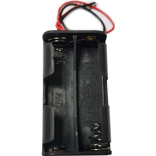 1PCS High Quality AA Battery Holder 6V for 4 x AA Batteries Black Plastic Storage Box Case Dual Layers With Wire Leads