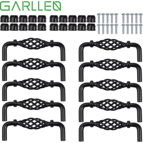 GARLLEN 10 pcs Matt Black Birdcage Twist Spiral Drawer Pull Handle Comfortable Handle for Drawer Cabinet Cupboard Door