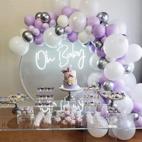 100Pcs Pastel Balloon Garland Arch Kit Purple Balloons Birthday Wedding Bridal Baby Shower Anniversary Party Decoration Supplies