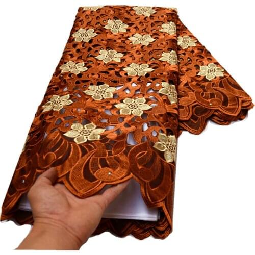 2021 NEW high quality African wedding lace Fabric with stones 5 Yards big occasion embroidered Swiss Voile Lace for clothes 8979