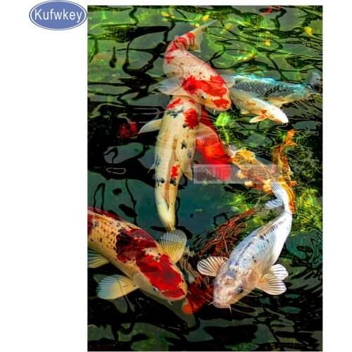5d Diamond Painting Koi Fish Graph DIY 3D Diamond Embroidery sale full square round drill Mosaic diamond picture animal wall art