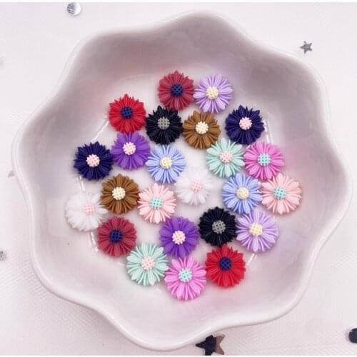 New 60pcs Resin 10mm Colorful 3D Flower Flatback Stone Scrapbook Wedding DIY Ornaments Applique Crafts SL25