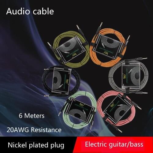 6M Audio Cable Stringed Instrument Accessories 6.5mm Plug Wire Cord Musical Instrument Parts for Electric Guitar Bass Amplifier