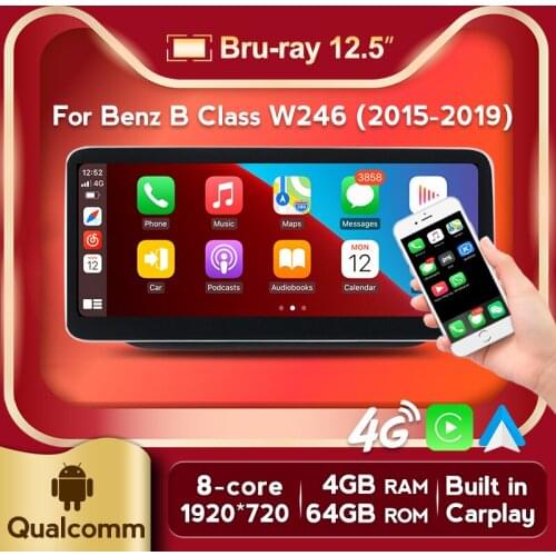 10.25“ 12.5” For Mercedes Benz B Class W245 W246 2012-2019 Android 10 Car Multimedia Player Navigation Qualcomm 8 Core 4G+64G