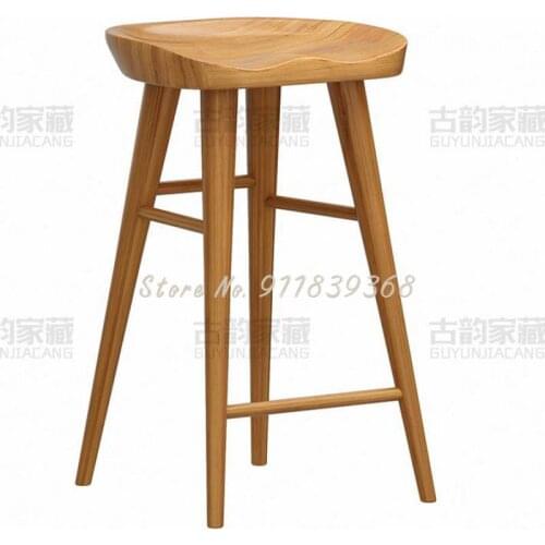 Bar Chair Solid Wood Commercial Household Modern Simple Front Desk Cashier Bar Chair Apple Beauty High Footed Stool