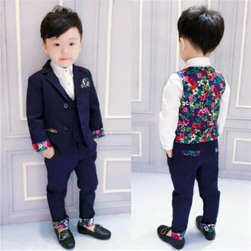 Free shipping High-quatity classic formal dress kids jackets boys wedding suit children outerwear clothing Blue Optional
