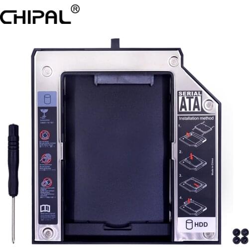 CHIPAL 2nd HDD Caddy 12.7mm SATA 3.0 for 2.5" 2TB SSD Case HDD Enclosure for Lenovo ThinkPad T420 T430 T510 T520 T530 ODD CD-ROM
