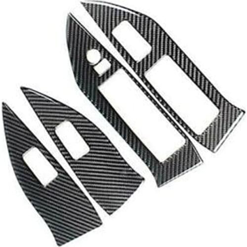 For Subaru Forester 2013- Car Real Carbon Fiber Door Window Lift Switch Button Cover Trim Frame Accessories