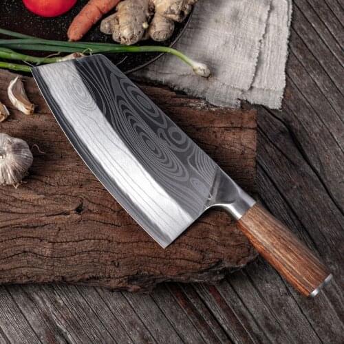 Household kitchen knife Damascus grain kitchen knife stainless steel rosewood slicing knife cast steel handle vegetable knife