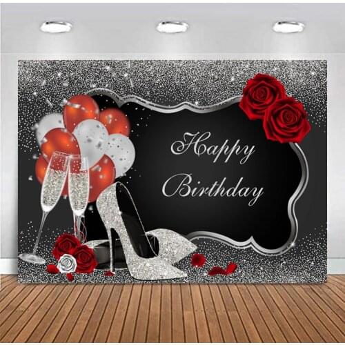Red Flower Silver High Heels Backdrop Photography Background Photo Booth Studio Decor
