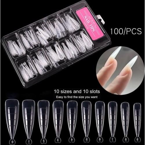 100Pcs Quick Building Nail Mold Tips Dual Nail Extension Forms Full Cover Finger Nail Art Extend Gel Builder False Manicure Tool