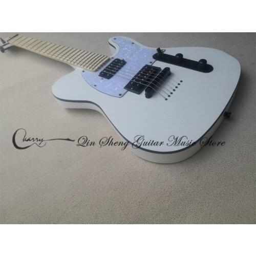 Custom made 7 strings del electeic guitar,white guitar,HH pickups,strings through body,black binding
