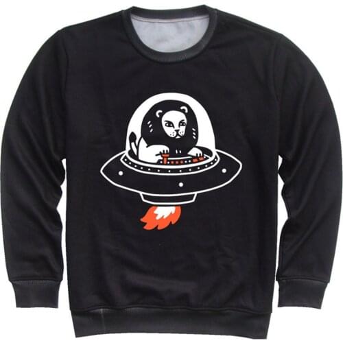 Joyonly 2019 Autumn Children Fashion Black 3d Printed Sweatshirt Boys Girls Lovely UFO Cat Lion Heart Design Hoodies Kids Tops