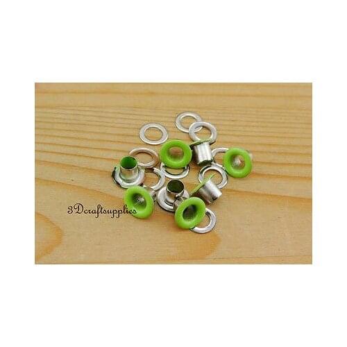 Eyelets metal with washer grommets green round 100 sets 4 mm AC72C