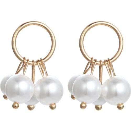 Fashionable Wild Female Earrings Korean Version Ins Small Fresh And Cute Pop Pearl Pendant Earrings