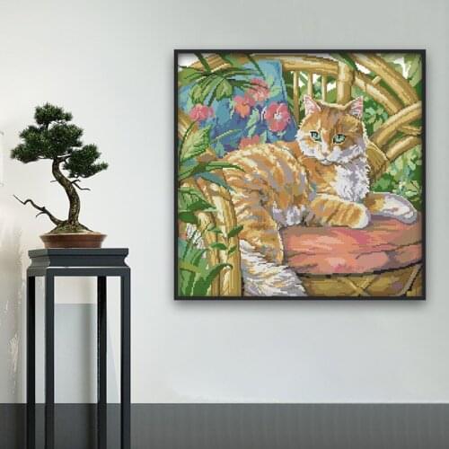 Cute Cat Cross Stitch Kit Adult Kids Craft Needlework Set Bedroom Hotel Ornament