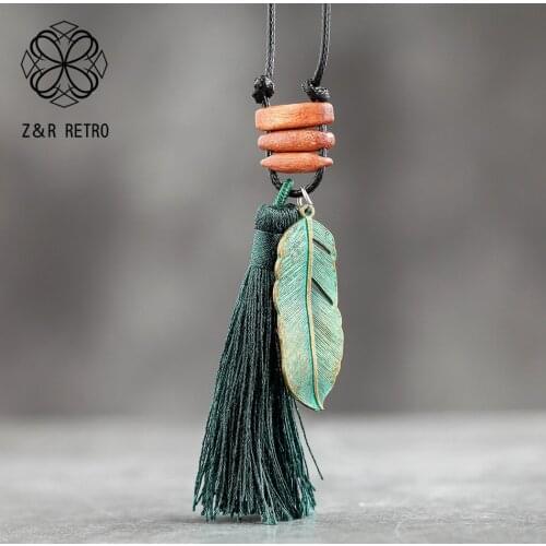 Charming Wood Necklace Vintage Tassels Long Pendants Women Jewelry Ethnic Decoration Trendy Suspension For Best Friends Presents