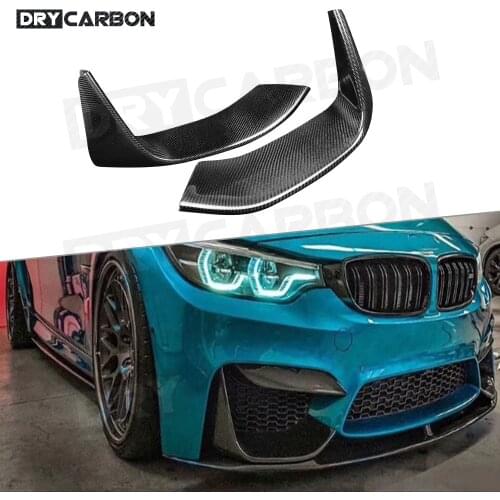 2PCS High Quality Carbon Fiber Front Flaps Apron for BMW 3 Series F80 M3 4 Series F82 F83 M4 2014-2017 FRP Front Splitters