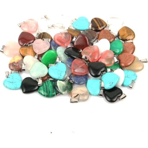 Natural Stone Pendant Opal/Malachite Heart Shape Pendants for Jewelry Making DIY Necklace earring Accessories Size 20*6 mm