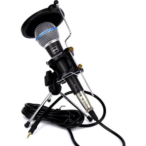 Professional BETA 58A 58 Dynamic Wired Karaoke Microphone 3.5mm Jack Wire With Desktop Stand Windscreen For KTV Computer Studio
