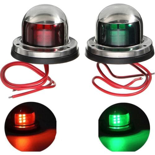1Pc 12V LED Navigation Lights Stainless Steel Red Green Boat Marine Indicator Spot Light Marine Boat Yacht Sailing Signal Light
