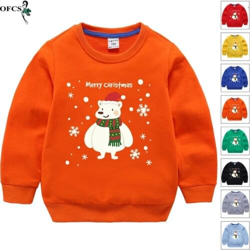 Merry Christmas New Boys & Girls Sweatshirts Sweater Unisex Western Style Hooded Cartoon Shirt Childrens Clothing 2-12Yrs Tops