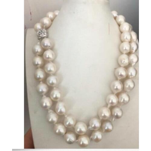 Gorgeous 12-15mm white baroque pearl necklace 18inch