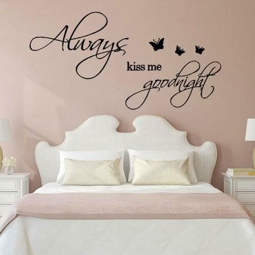 Always Kiss Me Goodnight wall sticker Vinyl Self Adhesive Wallpaper For living Rooms for bedroom Home C4002