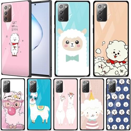 Cartoon White Lamb Tempered Glass For Samsung Galaxy Note 20 Ultra 10 9 8 Plus Lite A70 A50 A40 A30 A20 A10 Phone Case