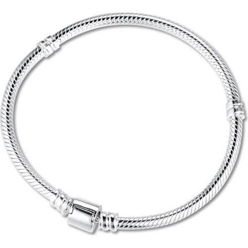 Bracelet For Women Barrel Clasp Snake Chain Bracelets 925 Sterling Silver Jewelry Femme Pulseira Plata de ley Armband