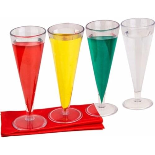 1set Glass Color Change Chameleon Champagne Magic Tricks Silk Acrylic Cup Magic Props Professional Magician Bar Illusions Fun