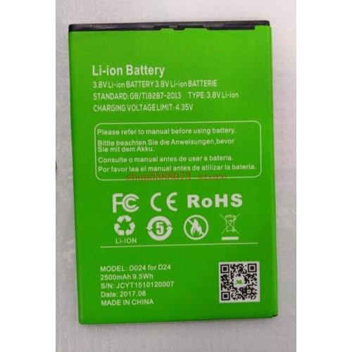 100% XGODY D24 phone battery 2500mah 3.8V for XGODY D24 Smartphone 5.5 inch 2.5D Curved 18:9 MTK6737-free shipping