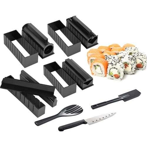 11 Pcs/Set DIY Japanese Sushi Maker Set Sushi Making Tools Rice Ball Mold Sushi Roll Mould Multifunctional Kitchen Cooking Tools