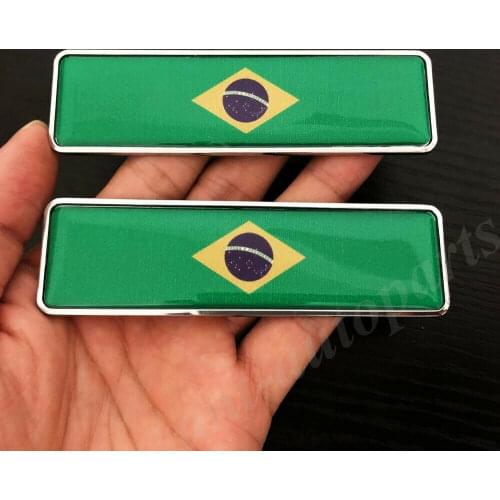 2pcs Metal Brazil Brazilian Flag Car Trunk Fender Emblem Badge Decal Sticker