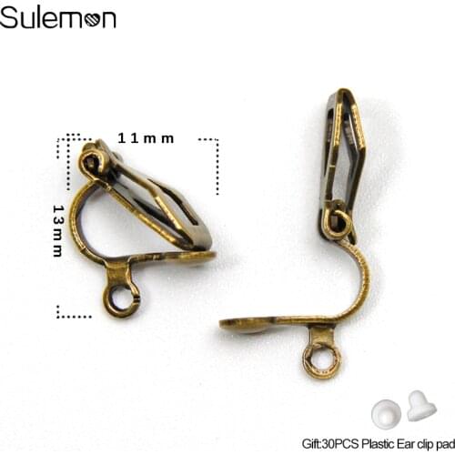 20pcs/Lot Ancient Bronze Color Triangle Ear Clip DIY Handmade Clip Earrings Parts Non Pierced Ear Clips Jewelry Findings JF41