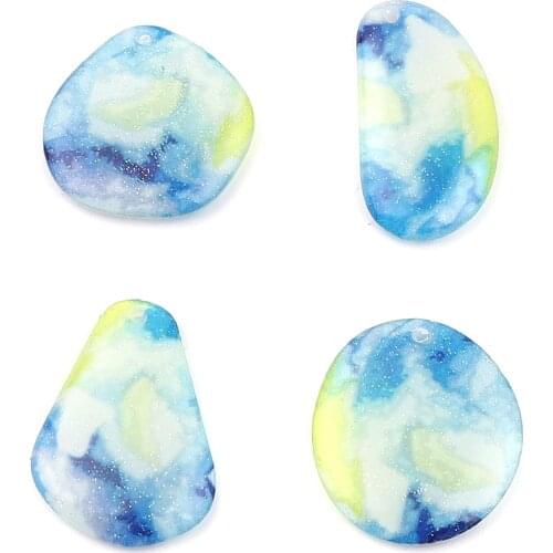 5 PCs Geometric Resin Charms Pendant For Jewelry Making Oval Multicolor Glitter Necklace Earrings DIY Findings 24mm x 22mm