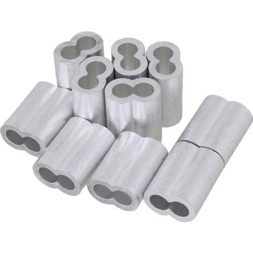 8mm Double Ferrules Sliver Crimping Loop Aluminum Wire Rope Clip Sleeves Clamps Pack of 30