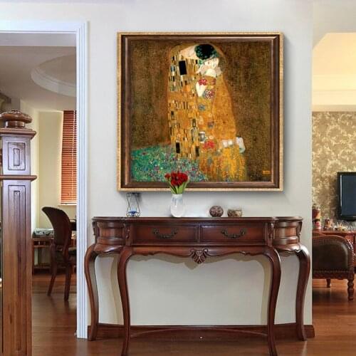 Abstract Gustav Klimt Kiss Oil Painting on Canvas Posters and Prints Scandinavian Wall Art Picture for Living Room Home Decor