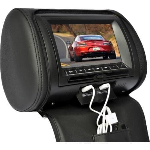 2x 7 inch Leather Cover Car Headrest Monitor DVD Video Player TFT LCD Screen Support USB/SD/FM/Game/Speaker Wireless Headphone