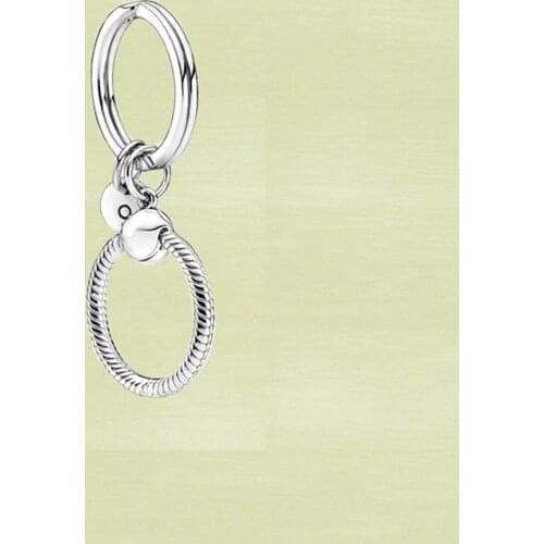 2021 High Quality New S925 Sterling Silver 1:1 Niche Exquisite Zircon Double Ring Round Keychain Fashion And Simplicity