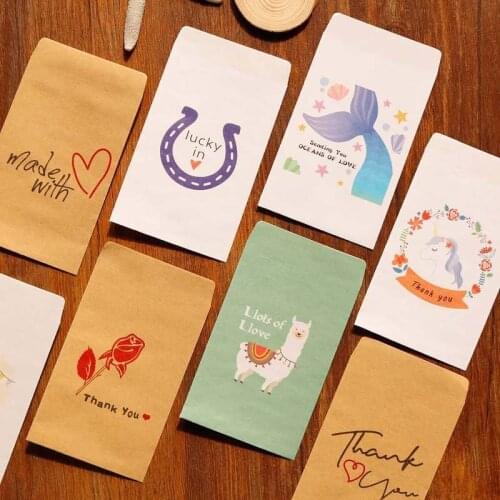 48pcs Gift Paper Bag Made with Love Kraft Paper Bag with Paper Sticker Party Wedding Gift Packing Candy Dragee Cake Wrapping Bag