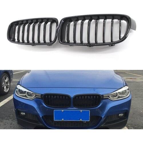 Gloss Black 8 Slat Front Kidney Grille Grill for BMW F30/F31 F35 320i 330i Sedan/Wagon 12-15 4 Door