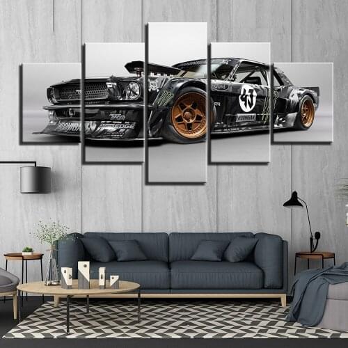 HD Printed 5 panels Ford Mustang Rtr car Poster Canvas Paintings Wall Art race car 5 Pieces Decor Framework ny-1883
