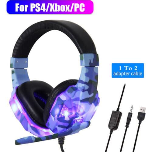 For PS4 Gaming Headset Noise Cancelling Loud-Sound Headphone with Mic Deep-Bass Earphone Music Helmet To PC Computer Phone Gamer