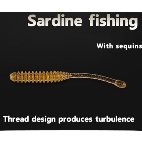 20 pcs/Pack of Micro-roots for Sardine Fishing Artificial Soft Bait Artificial Bait Fishing Tackle (With sequins)